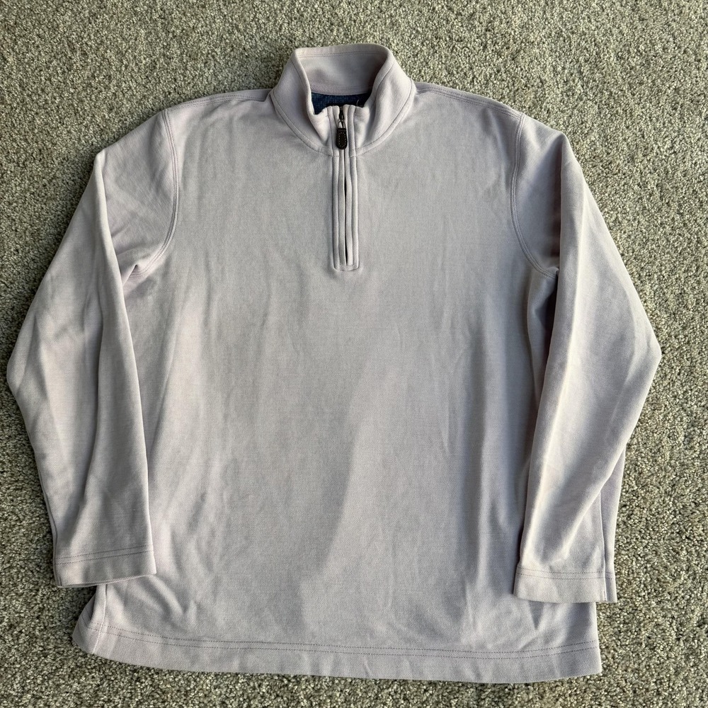 Johnston & Murphy Sweater Mens Medium Purple 1/4 Zip Mock Neck Knit Pullover